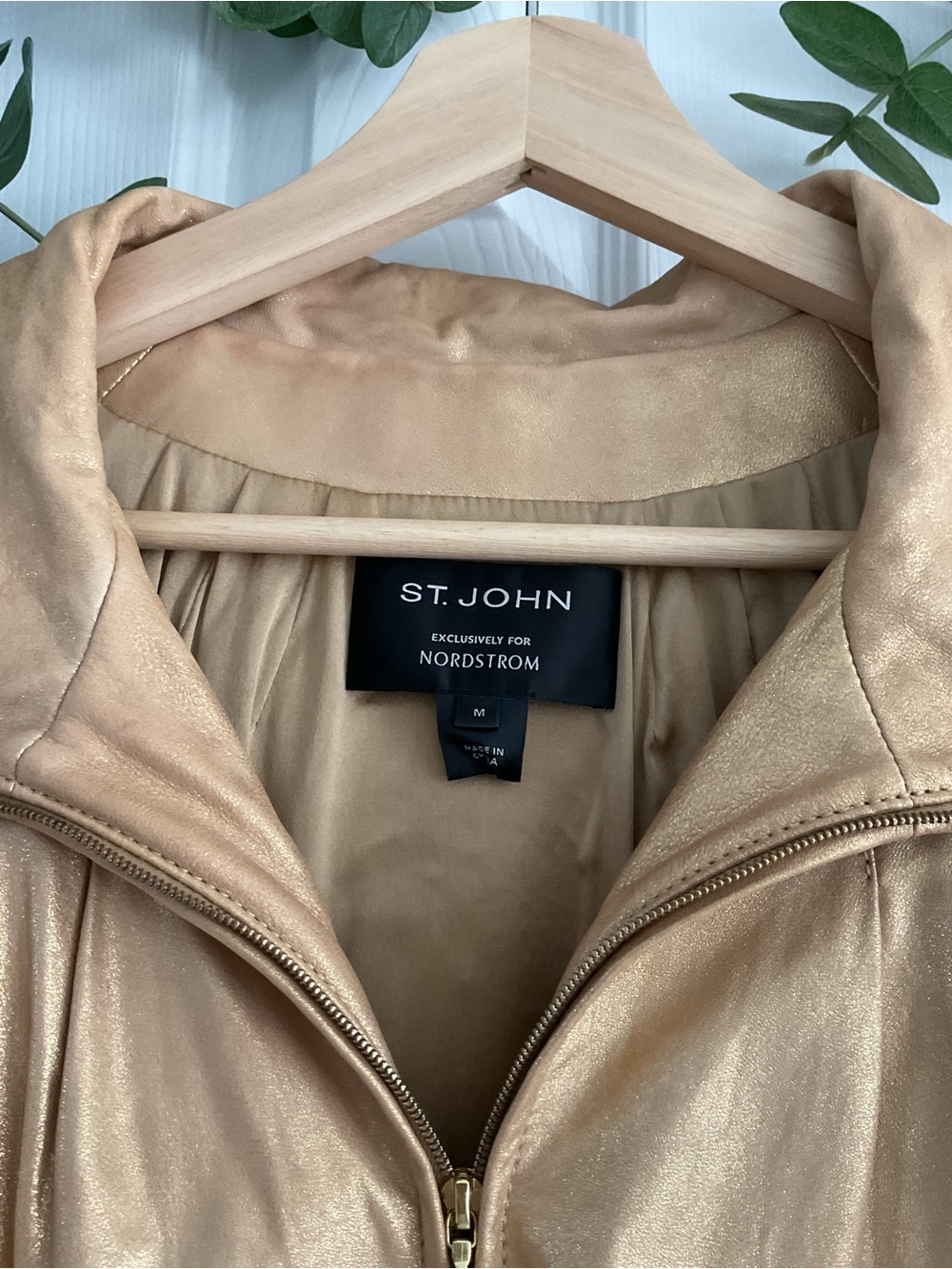 St. John Metallic Gold Bomber Jacket - Picture 4 of 6
